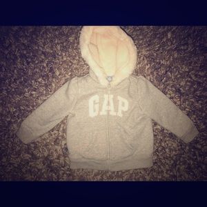 Grey Hoodie With Pink “GAP” Glitter Letters